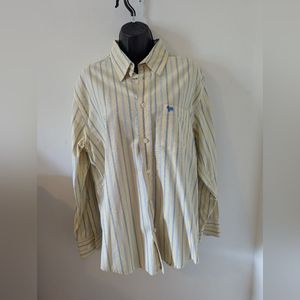 Men's rewire yellow and blue striped shirt medium 100% cotton